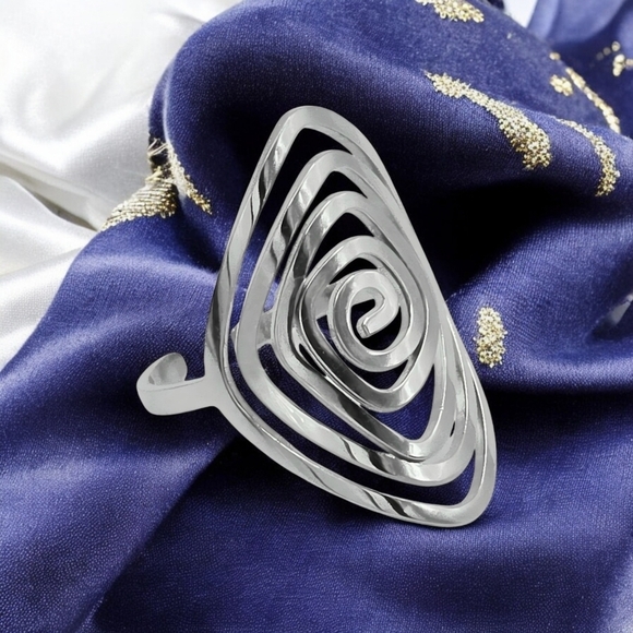 🆕️ Spiral Elegance Stainless Steel Ring Hypoallergenic Adjustable Minimalist - Picture 10 of 14